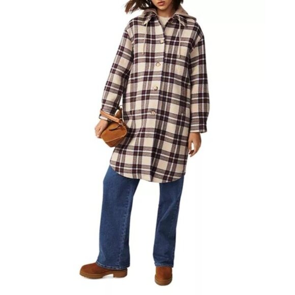 BA&SH women's prago check plaid oversized silhouette hooded coat size M ($688) - Picture 1 of 12